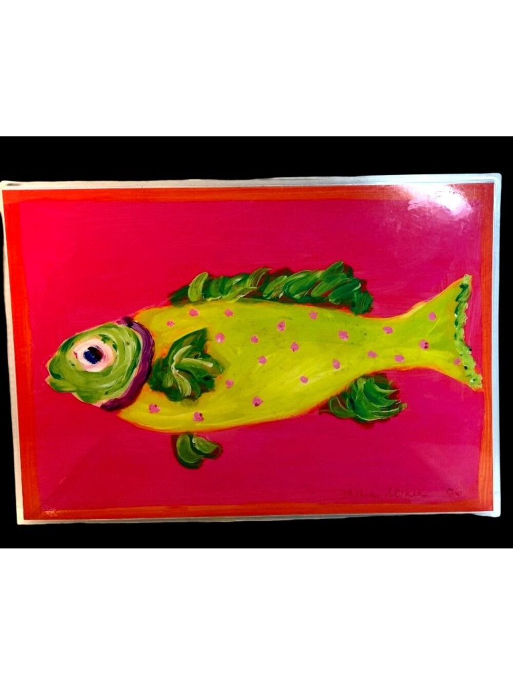 Set Of 4 Sarah Minor Designs Laminated Fish-Themed Placemats Assorted Colors Mad